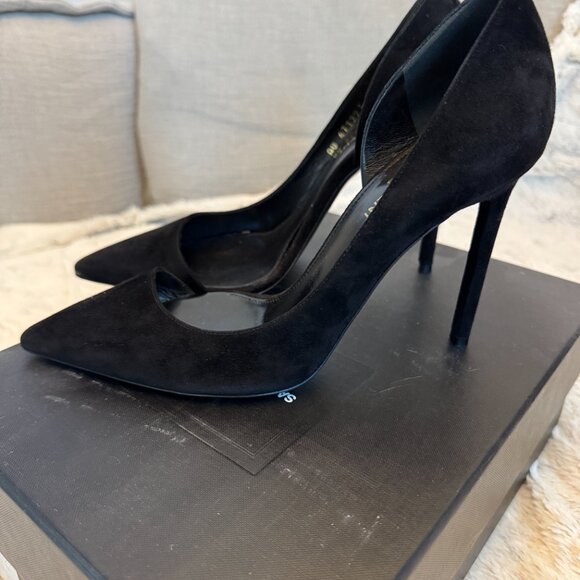 Saint Laurent Anja 105mm D'Orsay Heel Size 38 Suede - Picture 7 of 13